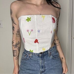 Peppermayo White Corset Top Small